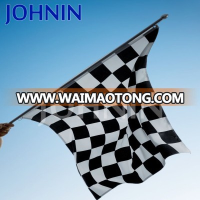 black white hand custom checkered race waving flag